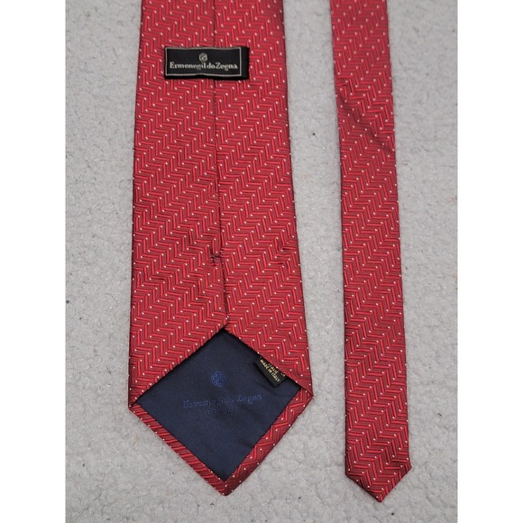 Ermenegildo Zegna Tie Mens Silk Made Italy Geometric Textured Classic Neckwear - Picture 1 of 6